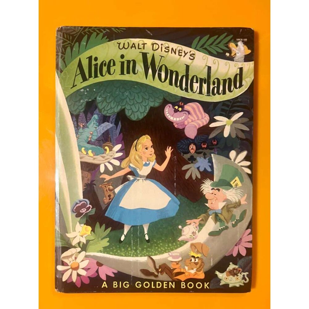 Book Walt Disney's Alice In Wonderland 1951 Vintage Big Golden Book 7th Printing